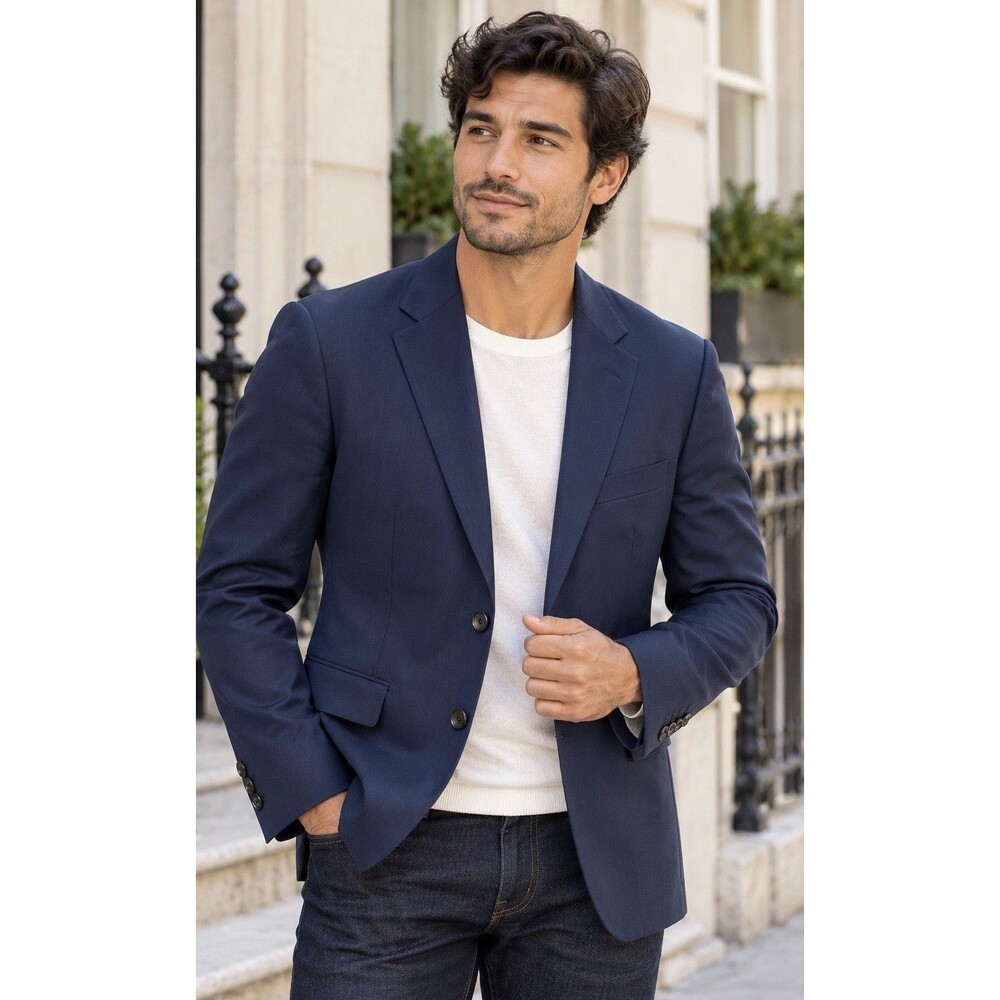 J.Crew Ludlow Blazer Mens 36R Navy Tollegno 1900 Italian Wool Stretch Slim Fit